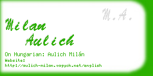 milan aulich business card